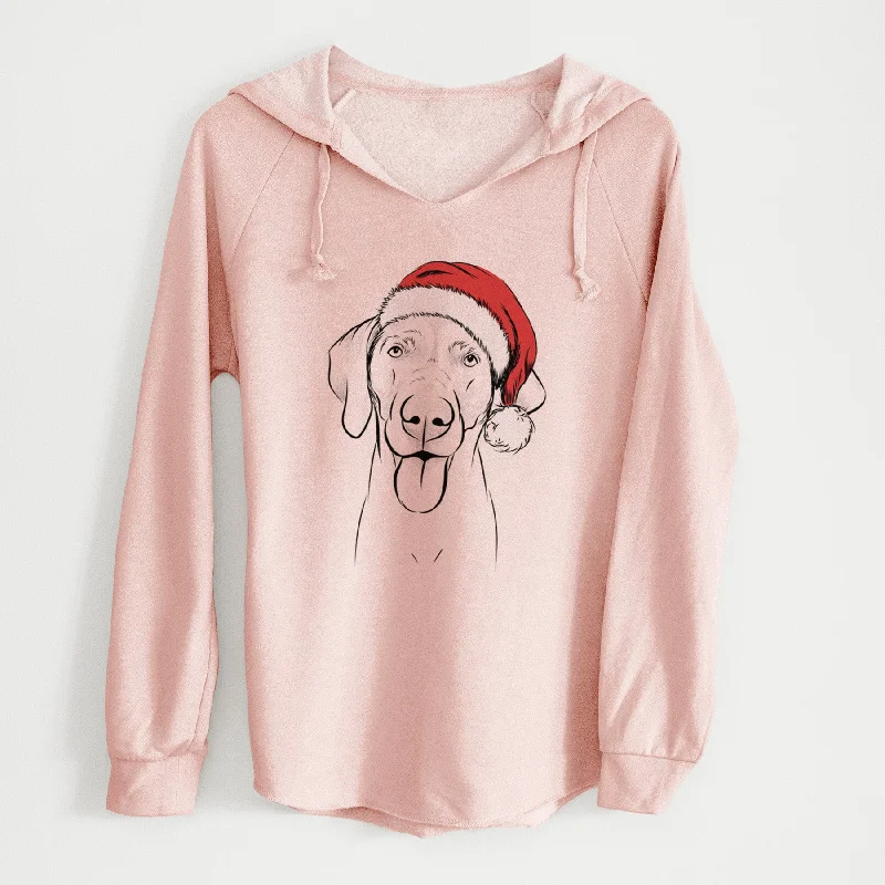 Santa Jackson the Weimaraner - Cali Wave Hooded Sweatshirt Hoodie Dress Longline Feminine Santa Jackson the Weimaraner - Cali Wave Hooded Sweatshirt Hoodie Dress Longline Feminine