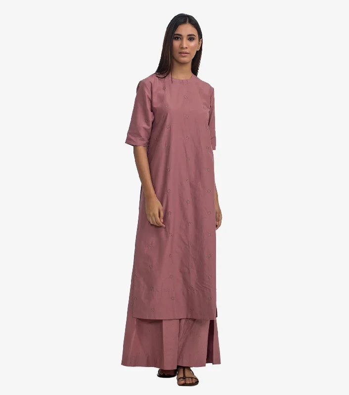 Old rose Cotton silk kurta & Sharara pants set Cozy Maternity Pants