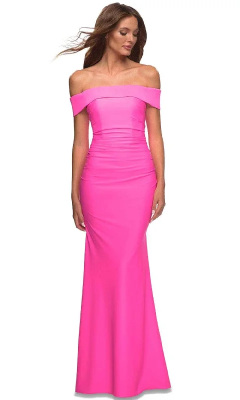 La Femme 30421SC - Off Shoulder Ruched Prom Dress Tunics Summer linen