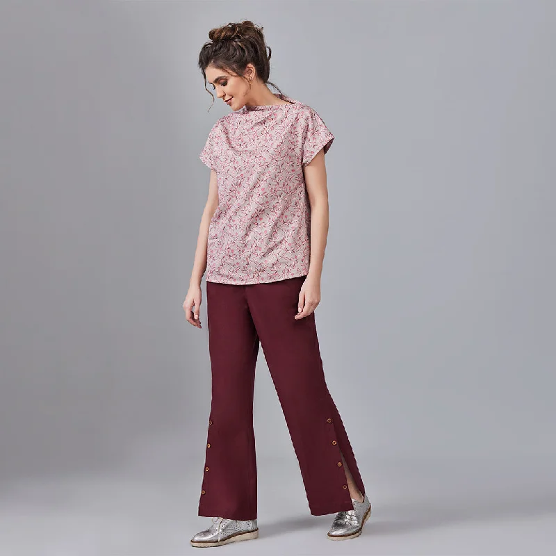 B77 BREE Organic Cotton Boot Leg Women's Pants with Slit Soft Stretch Pants