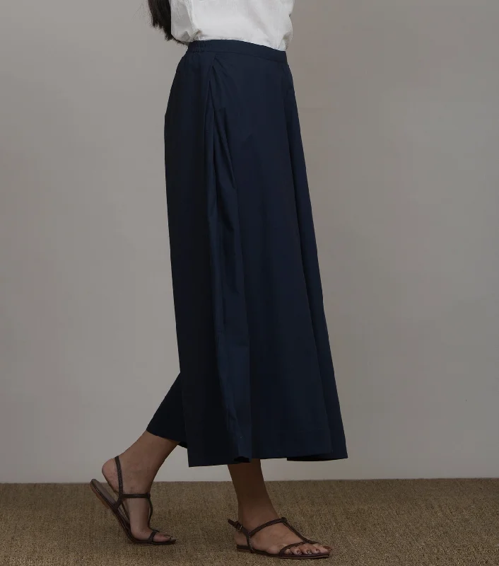 Blue cotton poplin flared pant Comfortable Jogging Pants