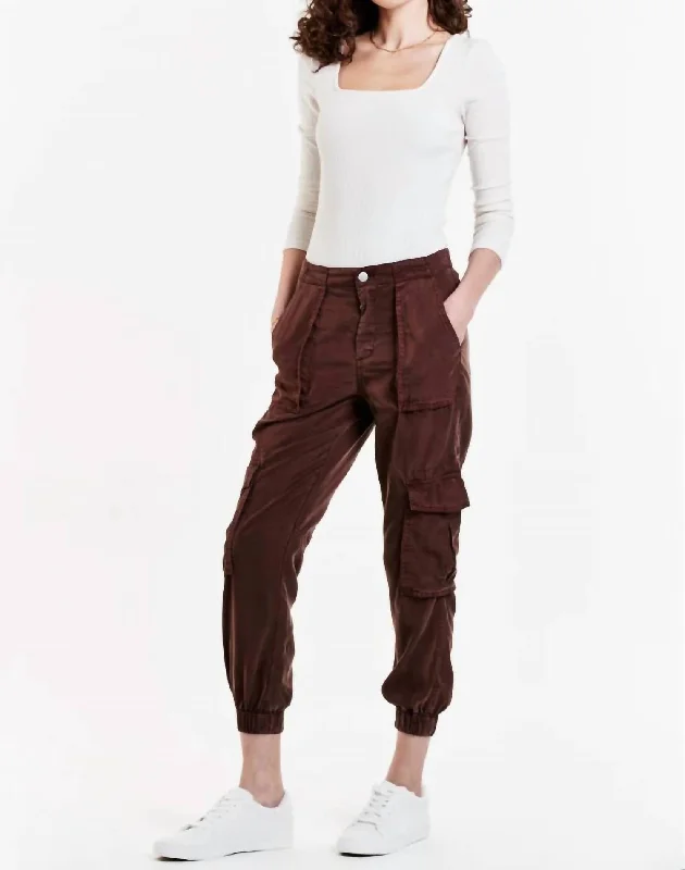 Sandi Tencel Cargo Pants In Chestnut High-Waist Yoga Pants