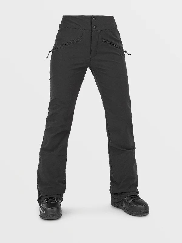 Womens Battle Stretch High Rise Pants - Black Classic Pleated Pants