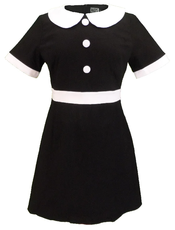 Ladies 60s Retro Mod Vintage Black Dress Tunics Chic fashionable