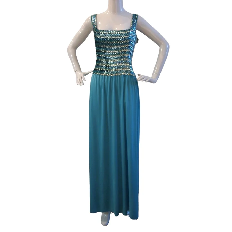 Aqua Mermaid Blue Sequin Evening Dress Tunics Sophisticated sleek