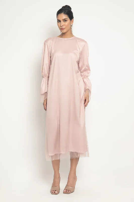 Yuna Inner Dress Tulle Hijab in Dusty Pink Tunics Satin smooth