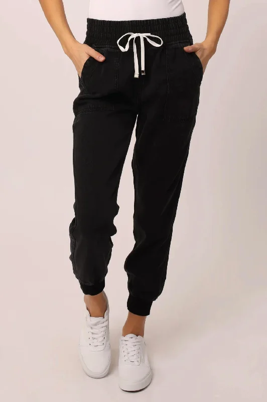 Jacey High Rise Jogger Pants In Black Soft Stretch Leggings