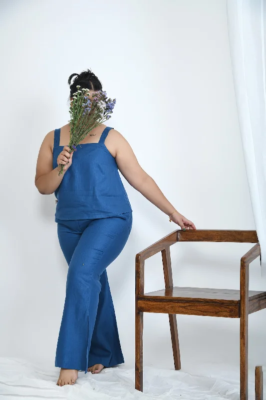Eco-Friendly Hemp Slit Flare Pants | Blueberry Comfy Athletic Pants
