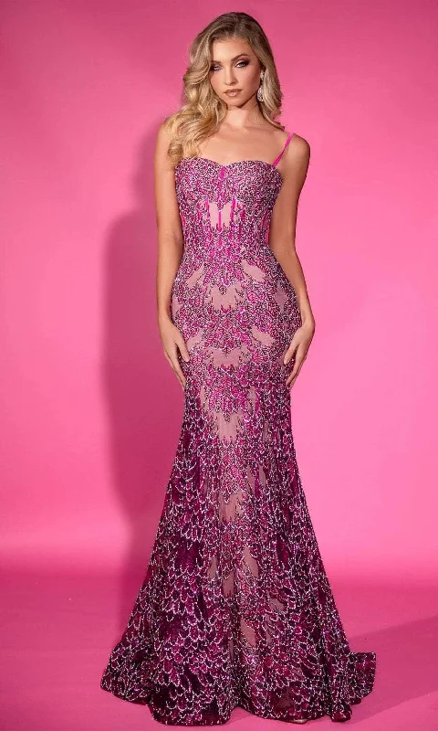 Portia and Scarlett PS25251 - Lace Appliqued Mermaid Prom Dress Tunics Chinos classic