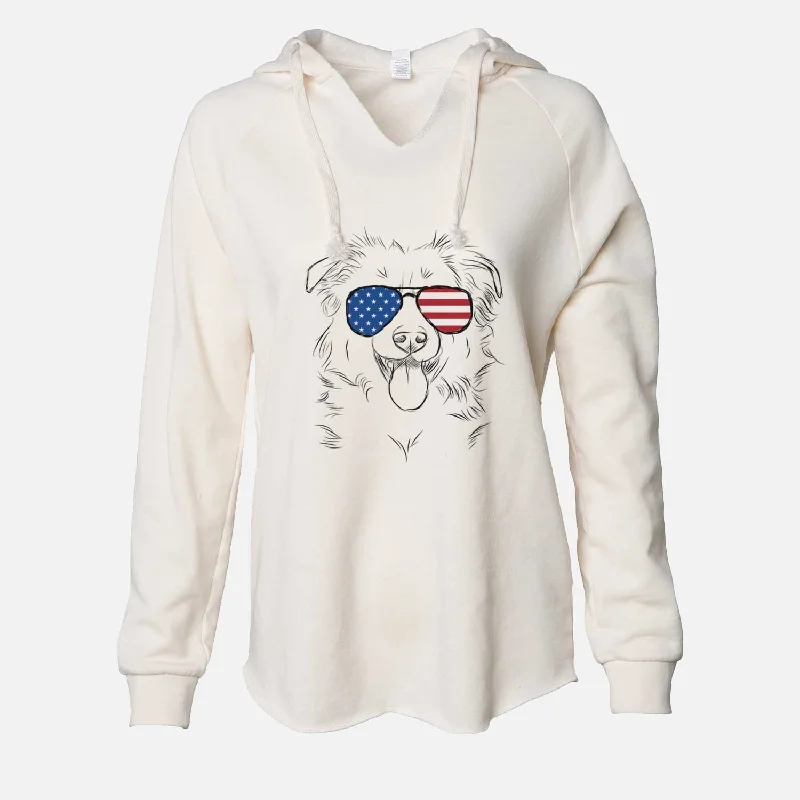 USA Tucker the Collie Shepherd - Cali Wave Hooded Sweatshirt Hoodie with Zipper Versatile Modern USA Tucker the Collie Shepherd - Cali Wave Hooded Sweatshirt Hoodie with Zipper Versatile Modern