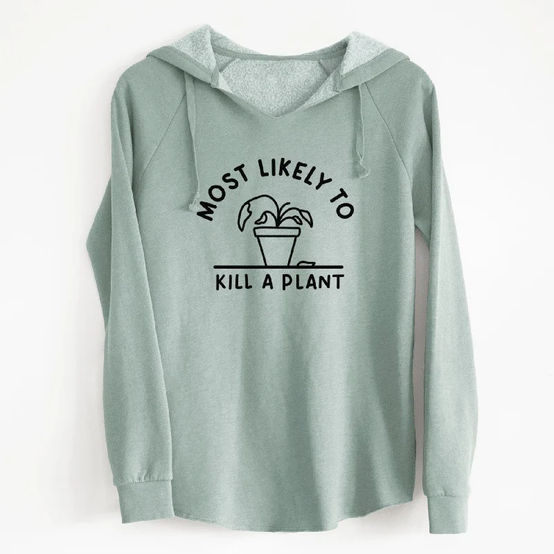 Most Likely to Kill a Plant - Cali Wave Hooded Sweatshirt Hoodie with Hem Contrast Bold Stylish Most Likely to Kill a Plant - Cali Wave Hooded Sweatshirt Hoodie with Hem Contrast Bold Stylish