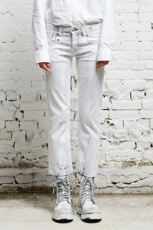 Boy Straight Pant In Crackled Comfortable Denim Pants