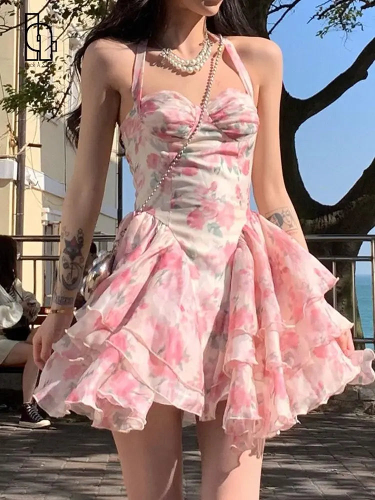 Advbridge Summer Women Sleeveless Sweet Pink Print Beach Dress Female Slim Holiday Halter Mini Dress Tierred Birthday Party Dress empire Waist empire Advbridge Summer Women Sleeveless Sweet Pink Print Beach Dress Female Slim Holiday Halter Mini Dress Tierred Birthday Party Dress empire Waist empire
