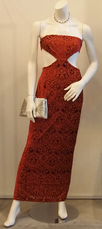 Burnt Sunset Vintage Orange Cutout Dress Tunics Review highly
