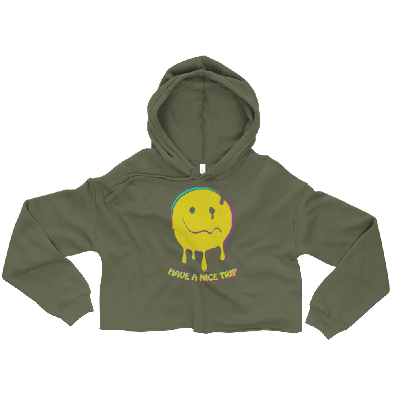 Have A Nice Trip Graphic Crop Hoodie Hoodie with Belted Waist Structured Tailored