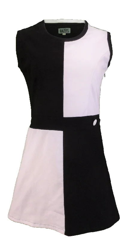 Mazeys Ladies 60s Retro Mod Vintage Black & White Quadrant Dress Tunics Versatile stylish Mazeys Ladies 60s Retro Mod Vintage Black & White Quadrant Dress Tunics Versatile stylish
