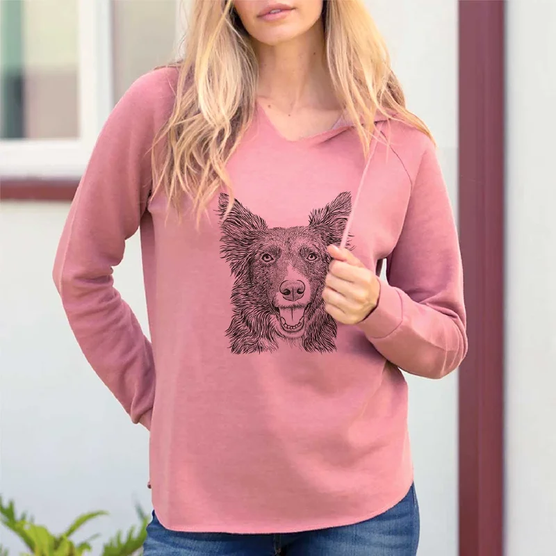 Marti the Border Collie - Cali Wave Hooded Sweatshirt Hoodie with Mock Neck Collared Structured Marti the Border Collie - Cali Wave Hooded Sweatshirt Hoodie with Mock Neck Collared Structured
