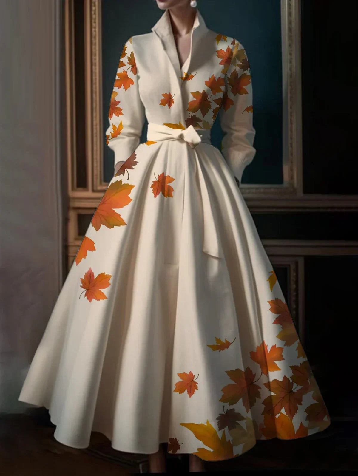 Elegant Women Dress with Belt Pleated A-Line Vintage Printing Fashion Autumn Evening Party Club Wedding Guest Party Dresses 2025 Tunics Timeless classic Elegant Women Dress with Belt Pleated A-Line Vintage Printing Fashion Autumn Evening Party Club Wedding Guest Party Dresses 2025 Tunics Timeless classic