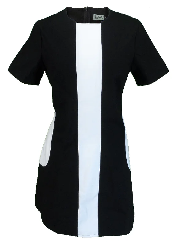 Ladies Retro Mod Vintage Black and White Dress Tunics Stylish elegant