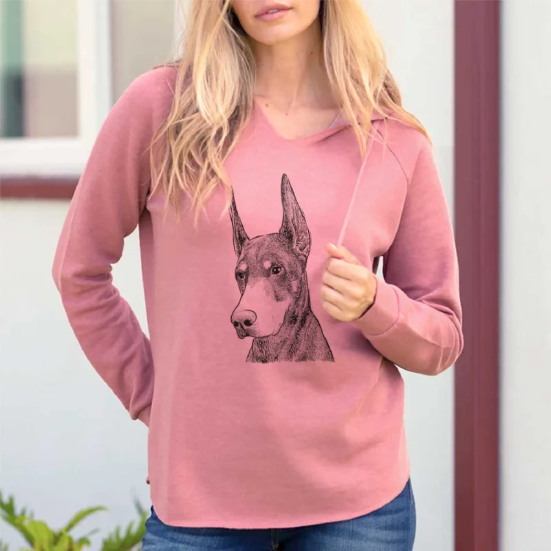 Sunny the Doberman Pinscher - Cali Wave Hooded Sweatshirt Hoodie with Side Slits Relaxed Casual Sunny the Doberman Pinscher - Cali Wave Hooded Sweatshirt Hoodie with Side Slits Relaxed Casual