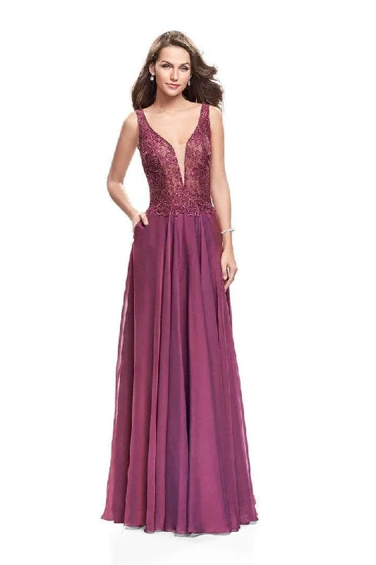 La Femme 25513SC - Ornate Plunging V-neck Prom Dress Tunics Occasion special