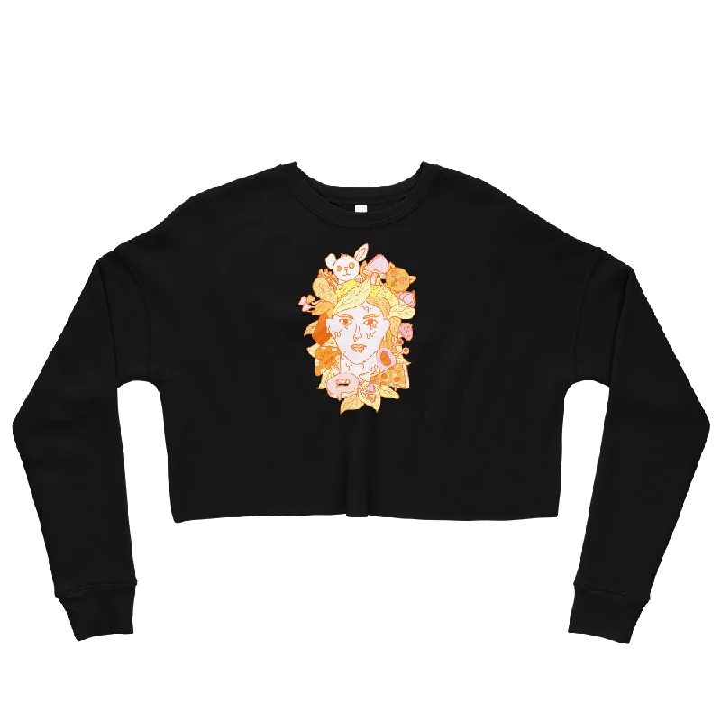 The Trip Graphic Crop Sweatshirt Hoodie with Hem Drawcord Adjustable Customizable