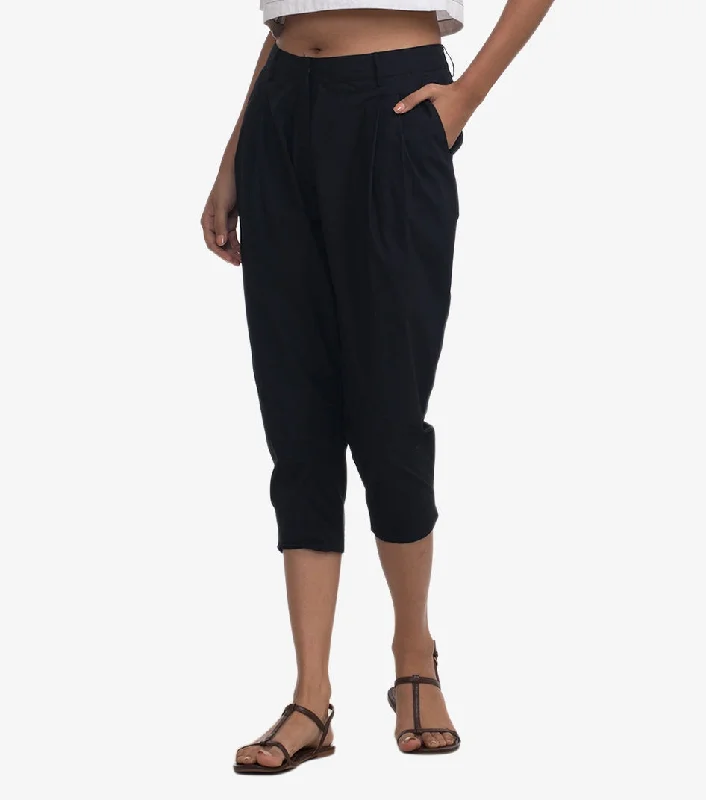 Black Cotton Pant Soft Stretch Trousers