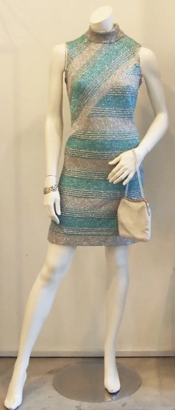 SILVERY BLUE STRIPED DRESS Tunics Versatile all-occasion