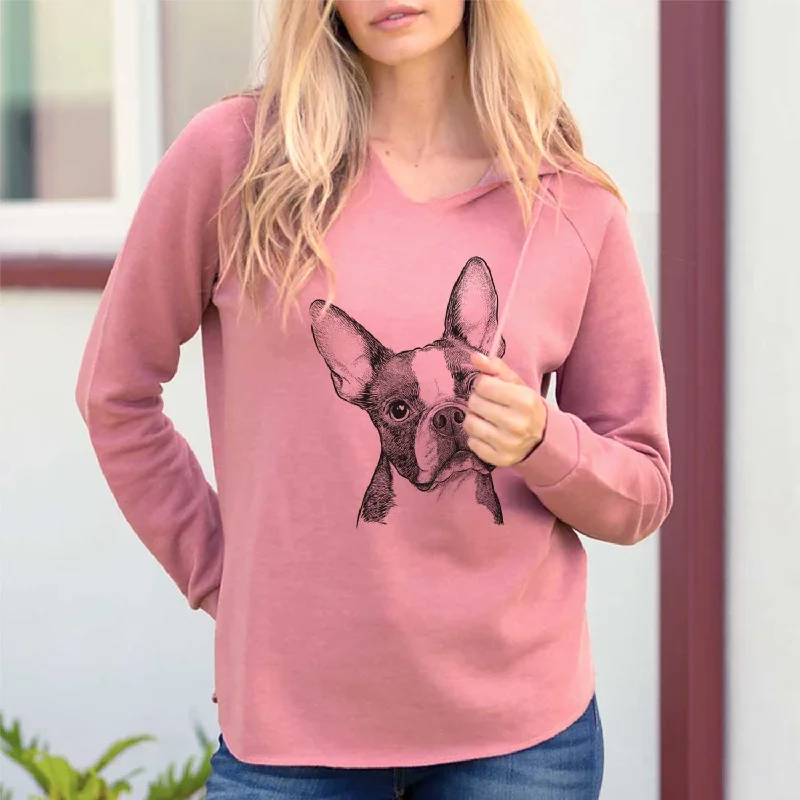 Dee Dee the Boston Terrier - Cali Wave Hooded Sweatshirt Hoodie with Hem Patch Decorative Personalized Dee Dee the Boston Terrier - Cali Wave Hooded Sweatshirt Hoodie with Hem Patch Decorative Personalized