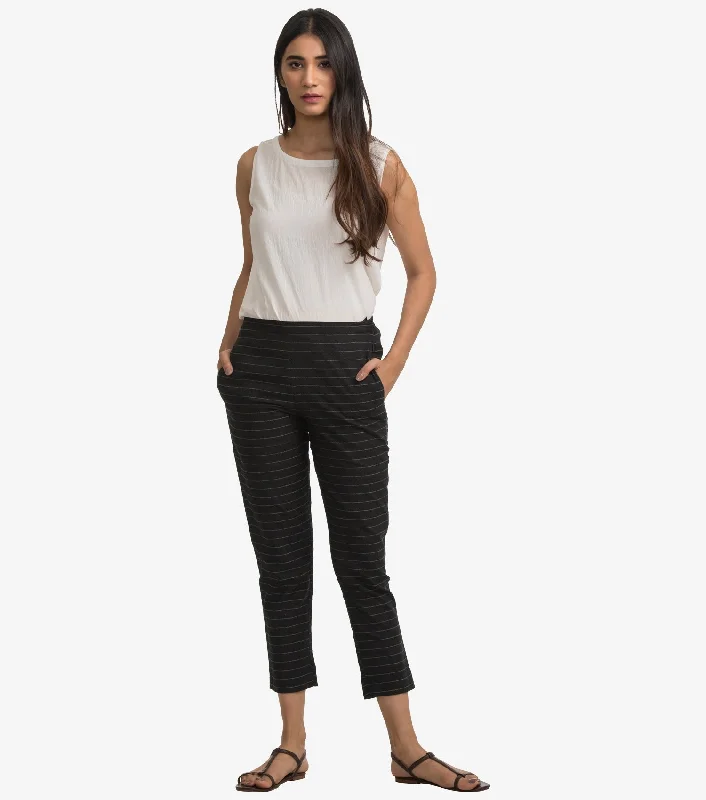 Charcoal stripped cotton narrow pant Trendy Printed Leggings