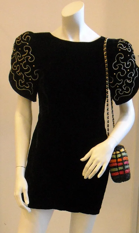 Twirl in Velvet Vintage Dress Casual Short Summer