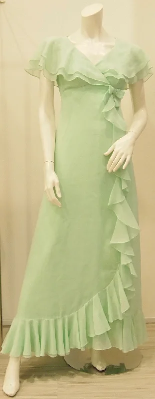 Unruffled Apple Green Maxi 70s Vintage Dress Tunics Formal black