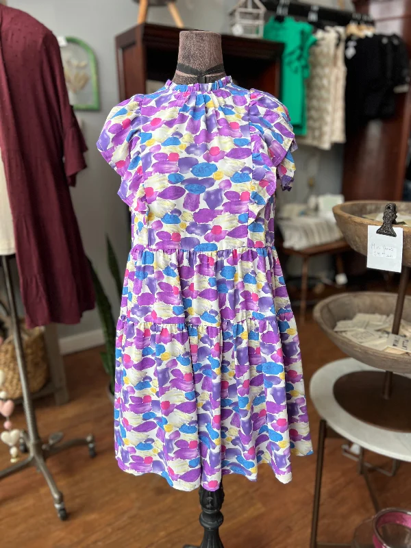 Purple Watercolor Dress Tunics Fall fleece
