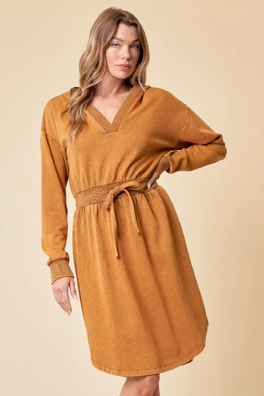 Hooded Washed Knit Dress Tunics Bridal satin