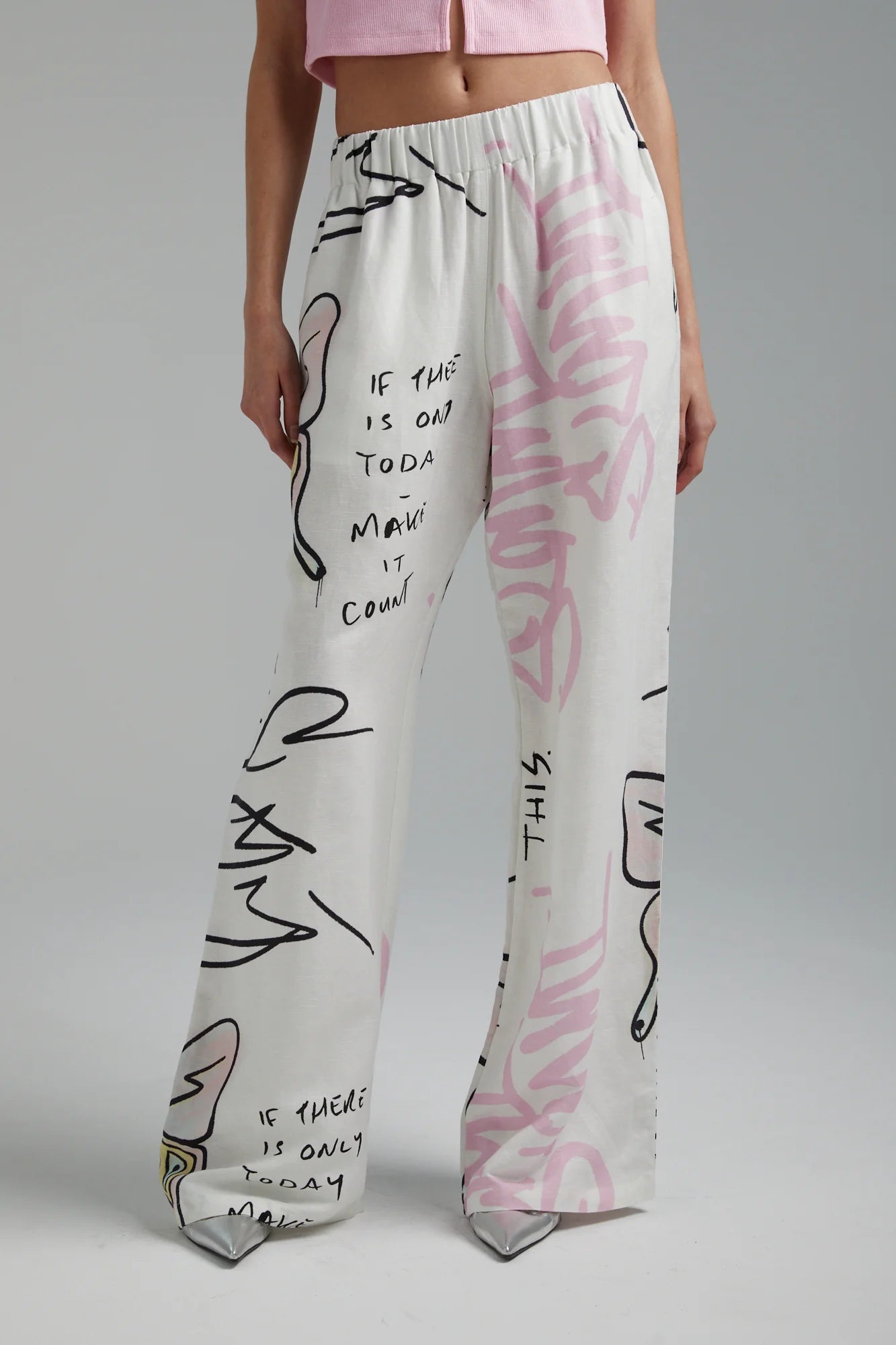 SUMMI SUMMI LINEN PANTS - GRAFITTI BUTTERFLY Elegant Dress Pants