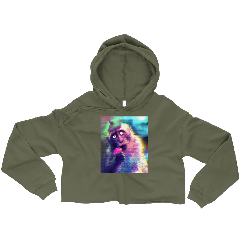 Ape Glitch Graphic Crop Hoodie Hoodie with Relaxed Fit Easy Casual