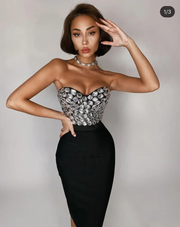 3 Colors Ladies HL Bandage Dress Sexy 2 Pieces Set Fashion Bodycon Midi Dress Nightclub Party Dress Vestido High Quality Tunics Running lightweight 3 Colors Ladies HL Bandage Dress Sexy 2 Pieces Set Fashion Bodycon Midi Dress Nightclub Party Dress Vestido High Quality Tunics Running lightweight