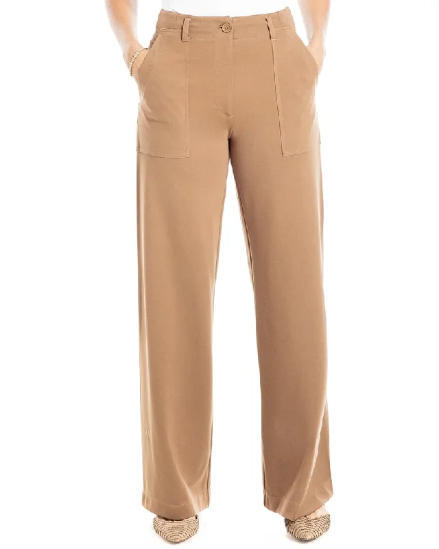 Max Studio Wide Leg Button Front Ponte Pant Elegant Palazzo Trousers