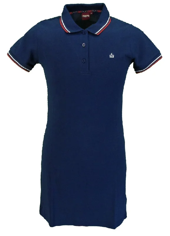 Merc London Kara Navy Ladies Retro Polo Dress Tunics Luxurious high-end