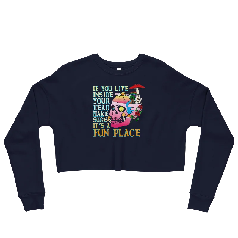 If You Live Inside Your Head Graphic Crop Sweatshirt Hoodie with Cuffed Sleeves Snug Secure If You Live Inside Your Head Graphic Crop Sweatshirt Hoodie with Cuffed Sleeves Snug Secure