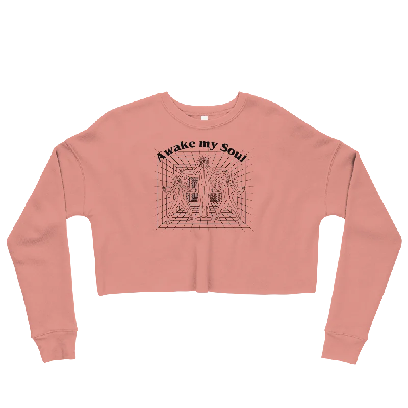 Awake My Soul Graphic Crop Sweatshirt Hoodie with Hem Detail Decorative Unique