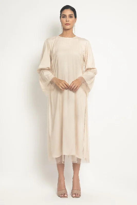 Yuna Inner Dress Tulle Hijab in Ivory Tunics Plaid country