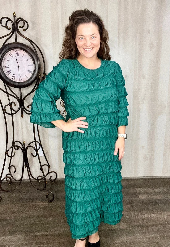 Classy & Ruffles Hunter Green Dress Tunics Fashionable trendy