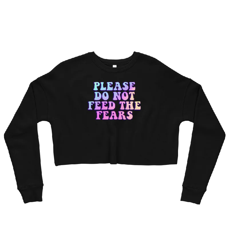 Please Do Not Feed The Fears Graphic Crop Sweatshirt Hoodie with Patch Decorative Personalized Please Do Not Feed The Fears Graphic Crop Sweatshirt Hoodie with Patch Decorative Personalized