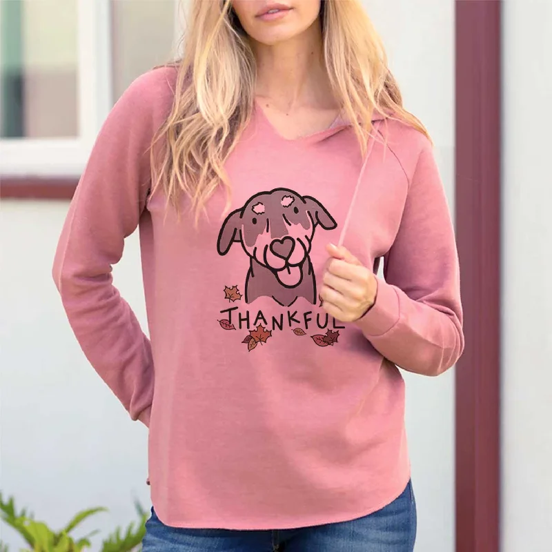 Thankful Mixed Breed - Lousia - Cali Wave Hooded Sweatshirt Hoodie with Ribbed Hem Stretchable Secure Thankful Mixed Breed - Lousia - Cali Wave Hooded Sweatshirt Hoodie with Ribbed Hem Stretchable Secure