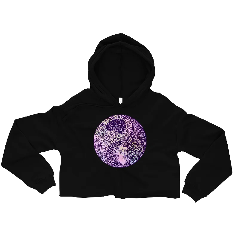 Balance Graphic Crop Hoodie Zip Hoodie Drawstring Kangaroo Pocket