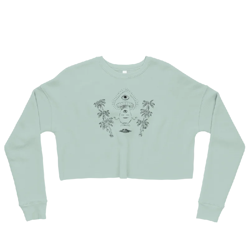 Shroom Beach Meditating Graphic Crop Sweatshirt Hoodie with Toggle Buttons Decorative Unique Shroom Beach Meditating Graphic Crop Sweatshirt Hoodie with Toggle Buttons Decorative Unique