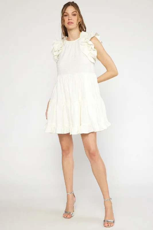 Round Neck Tiered Dress A-Line Day Work