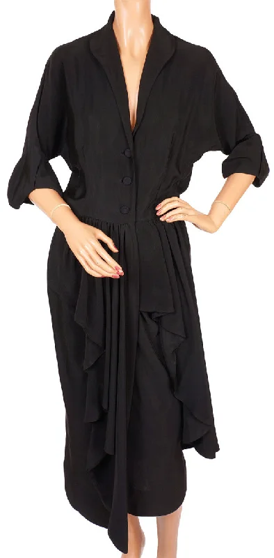 Vintage 1950s Black Silk Faille Cocktail Dress Size M Ceil Chapman Tunics Cozy comfortable Vintage 1950s Black Silk Faille Cocktail Dress Size M Ceil Chapman Tunics Cozy comfortable