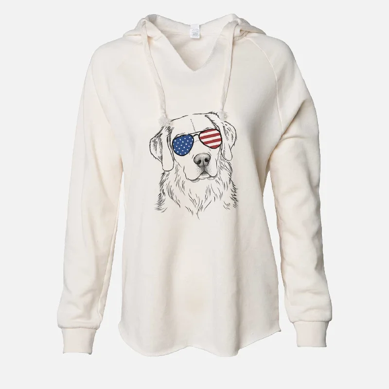 USA Kula the Golden Retriever - Cali Wave Hooded Sweatshirt Hoodie with Hood Adjustable Protection USA Kula the Golden Retriever - Cali Wave Hooded Sweatshirt Hoodie with Hood Adjustable Protection